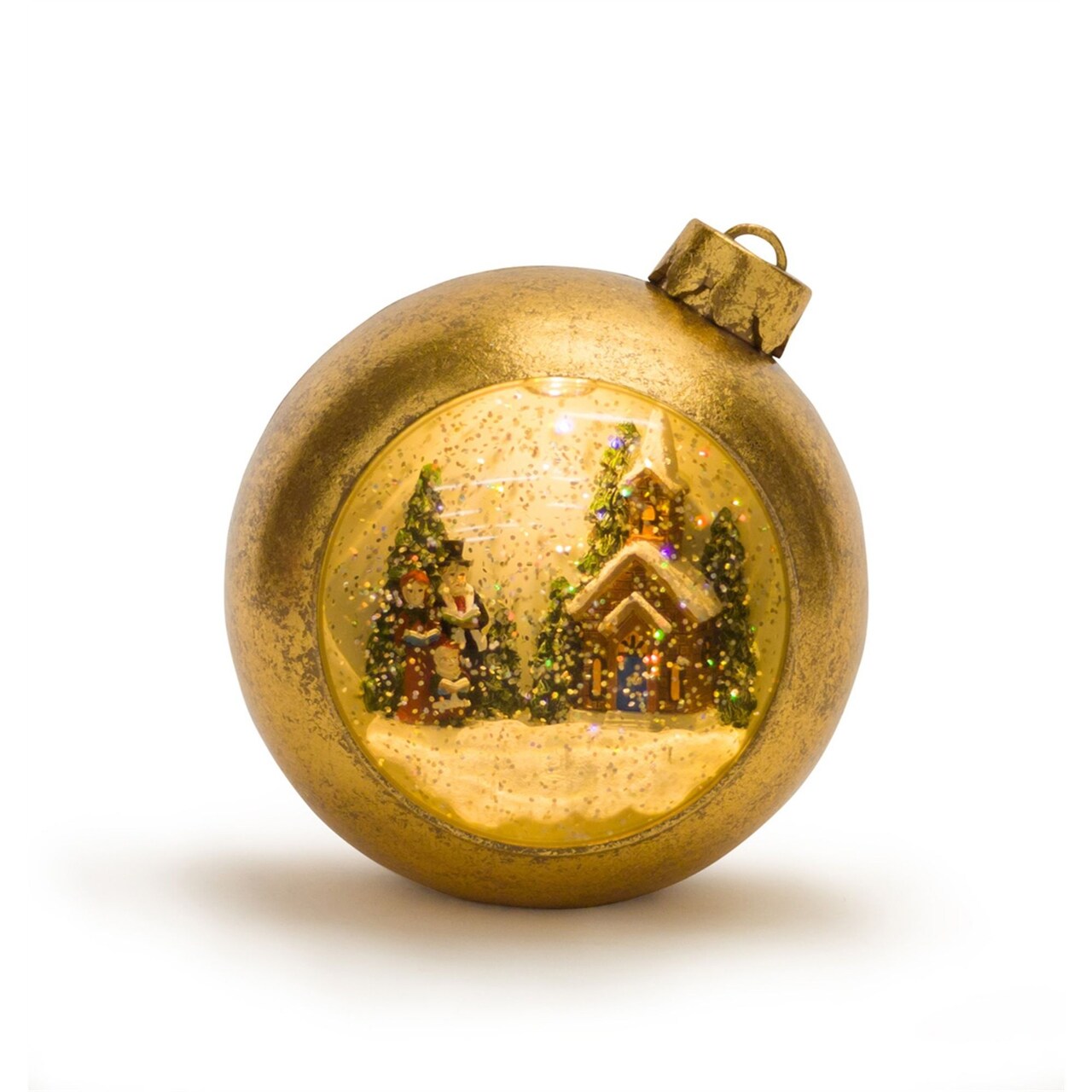 Melrose 6.25" LED Lighted Gold Musical Snow Globe Carolers Christmas Ornament